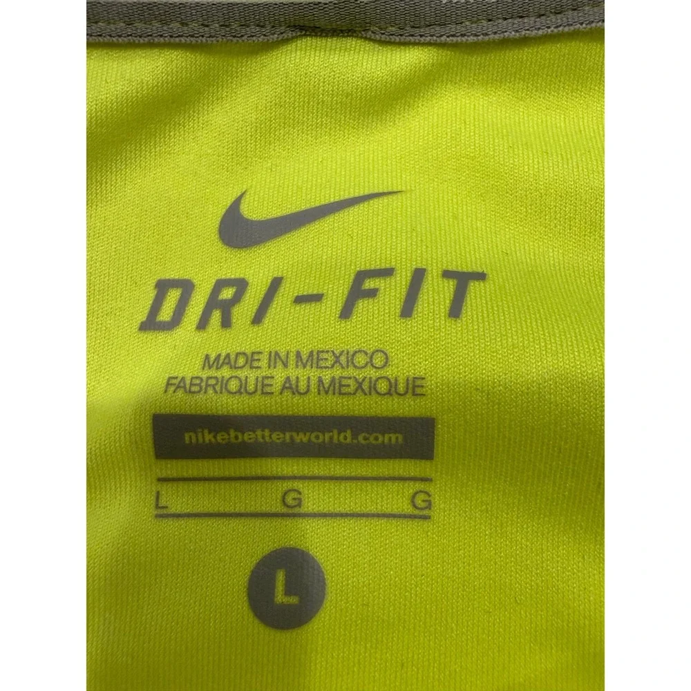 Nike Dri-FIT Running Shirt Womens Large Neon Yellow Volt Mesh Training Top L
